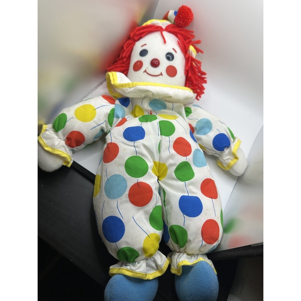 Vintage 1983 Carousel Clown Doll Plush Polka Dot‎ Outfit Made In Korea